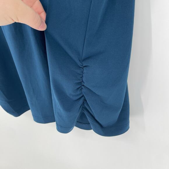 Lane Bryant Women's 2X 18/20 Teal Blue Faux Wrap Top Career Business Stretch - Picture 7 of 10